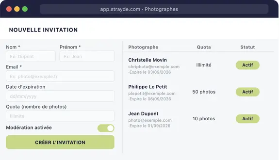 Invitation de photographes